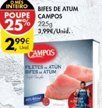 Pingo Doce Bifes de Atum Campos 225g promoção