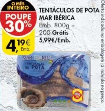 Pingo Doce Tentáculos de Pota Mar Ibérica 800g promoção