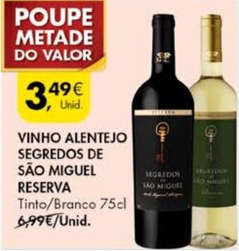 Pingo Doce Vinho Alentejo Segredos de São Miguel Reserva 75cl promoção