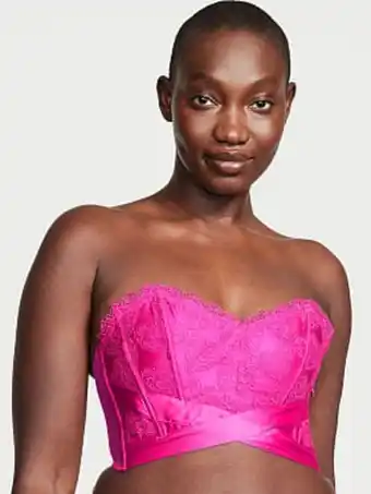 Victorias Secret Heart embroidery strapless corset top promoção