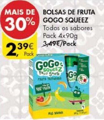 Pingo Doce Bolsas de Fruta Gogo Squeez 4x90g promoção