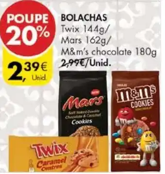 Pingo Doce BOlachas Twix 144g/Mars 162g M&M's Chocolate 180g promoção