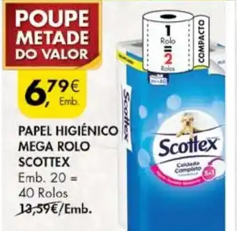 Pingo Doce Papel Higiénico Mega Rolo Scottex promoção