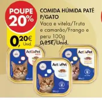 Pingo Doce Comida Húmida Paté P/Gato 100g promoção