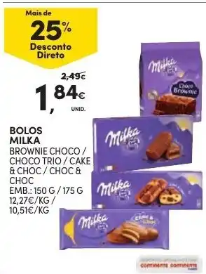 Continente Bolos Milka 150g/175g promoção