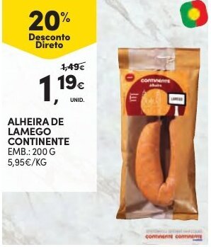 Continente Alheira de Lamego Continente 200g promoção