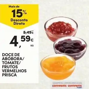 Continente Doce de Abóbora/Tomate Frutos Vermelhos Frisca promoção