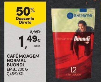 Continente Café Moagem Normal Buondi 200g promoção