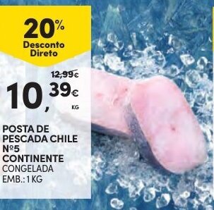Continente Posta de Pescada Chile N°5 Continente 1kg promoção