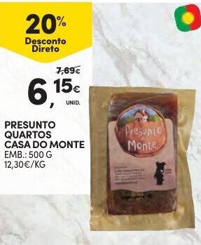 Continente Presunto Quartos Casa do Monte 500g promoção