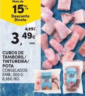 Continente Cubos de Tamboril/Tintureira Pota 500g promoção