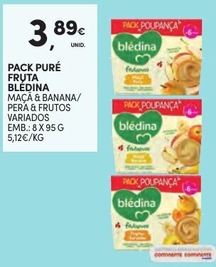 Continente Pack Puré Fruta Blédina 8x95g promoção