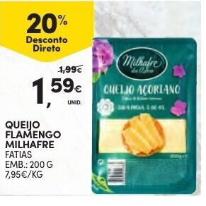 Continente Queijo Flamengo Milhafre 200g promoção