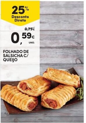 Continente Folhado de Salsicha C/Queijo promoção