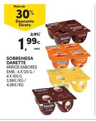 Continente Sobremesa Danette 4x125g promoção