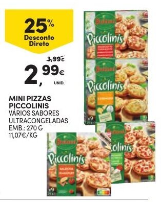 Continente Mini Pizzas Piccolinis 270g promoção