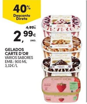 Continente Gelados Carte D'Or 900ml promoção