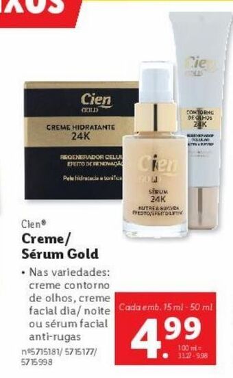Lidl Creme hidratante cien promoção