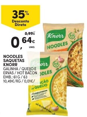 Continente Noodles Saquetas Knorr 61g/63g promoção