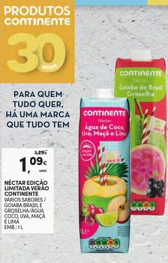 Continente Néctar Edição Limitada Verão Continente 1L promoção
