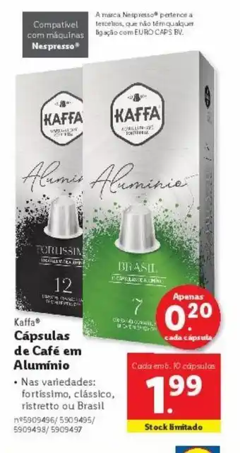 Lidl Cápsulas de café kaffa promoção