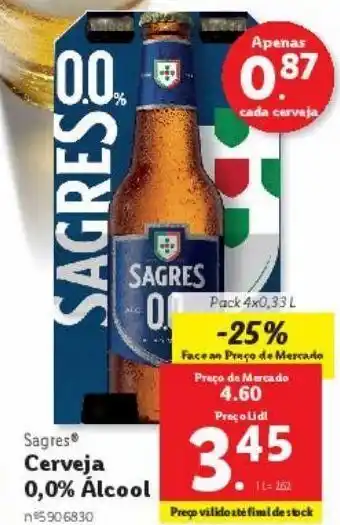 Lidl Cerveja sem álcool sagres promoção