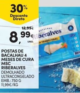 Continente Postas de Bacalhau 4 Meses de Cura MSC Riberalves 750g promoção
