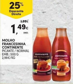Molho Francesinha Continente 500g
