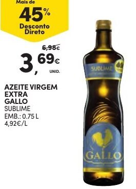 Continente Azeite Virgem Extra Gallo 0,75L promoção