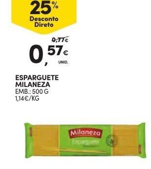 Continente Esparguete Milaneza 500g promoção