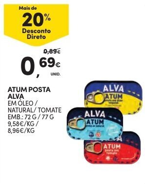 Continente Atum Posta Alva 72g/77g promoção