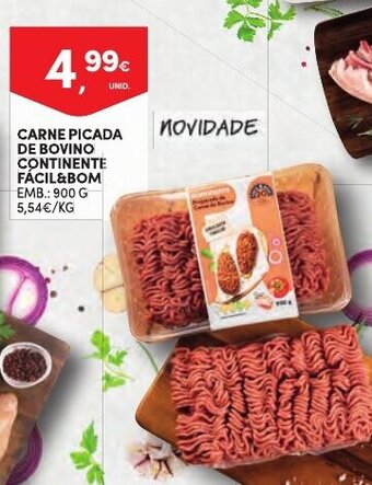 Continente Carne Picada de Bovino Continente Fácil&Bom 900g promoção