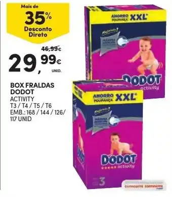 Continente Box Fraldas Dodot 117unid promoção