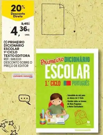 Continente Primeiro Dicionario Escolar 1° Ciclo Texto Editora promoção