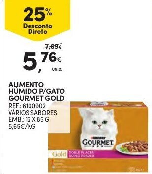 Continente Alimento Humido P/Gato Gourmet Gold 12x85g promoção