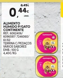 Continente Alimento Humido P/Gato Continente 100g promoção