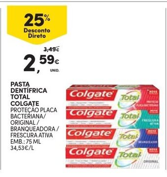 Continente Pasta Dentífrica Total Colgate 75ml promoção
