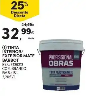 Continente Tinta Interior/Exterior Mate Barbot 15L promoção