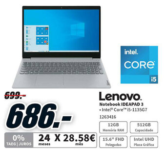 MediaMarkt Lenovo Notebook IDEAPAD 3 promoção