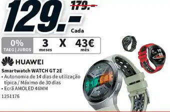 MediaMarkt Huawei Smartwatch WATCH GT 2E promoção