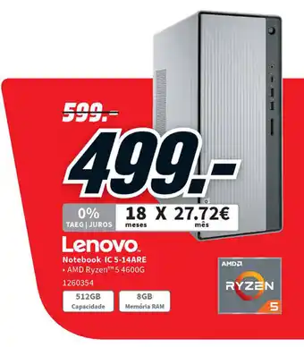 MediaMarkt Lenovo Notebook IC 5-14ARE promoção
