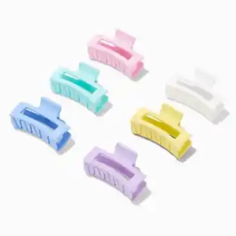 Claire's Pastel rainbow rectangle hair claw - 6 pack promoção