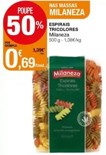 Intermarché Espirais Tricolores Milaneza 500g promoção