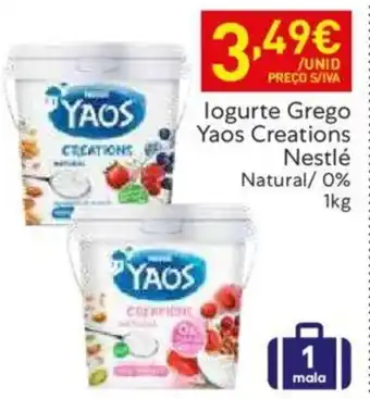 logurte Grego Yaos Creations Nestlé Natural/ 0% 1kg