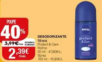 Intermarché Desodorizante Nivea Roll-om 50ml/ Spray 150ml promoção