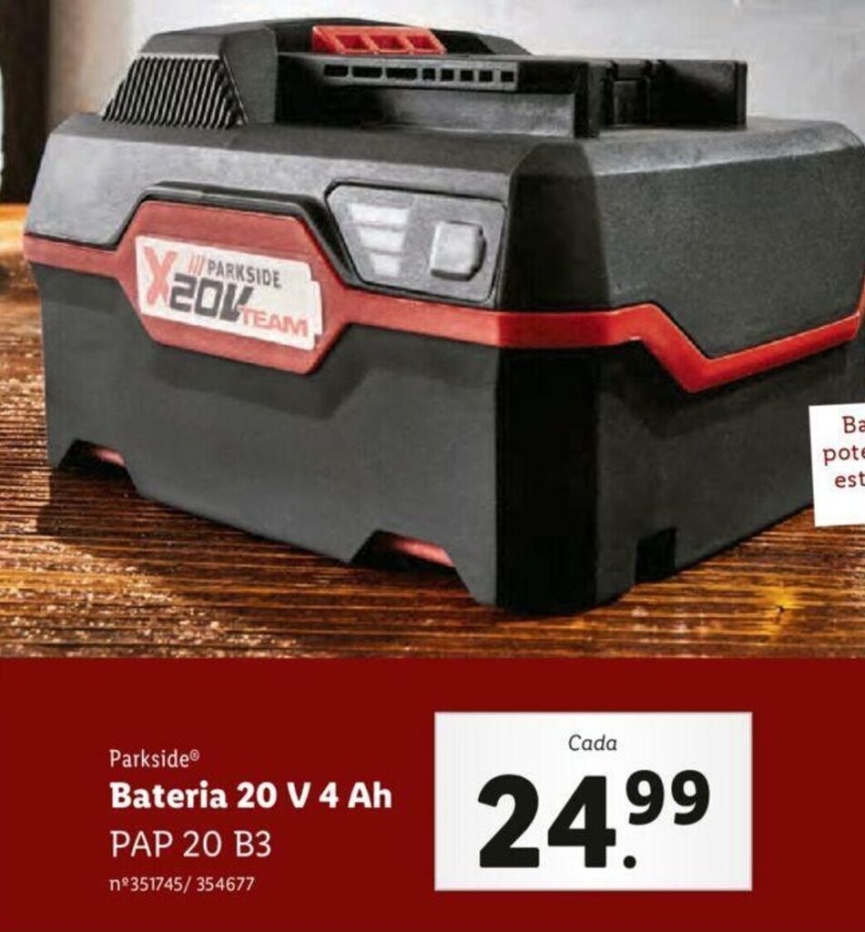 Promoção Parkside Bateria 20 V 4 Ah em Lidl