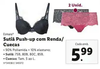 Lidl Esmara Sutiã Push-up com Renda/Cuecas S ao L promoção