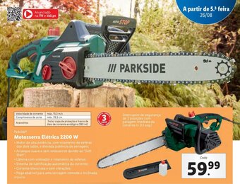 Lidl Parkside Motosserra Elétrica 2200W promoção