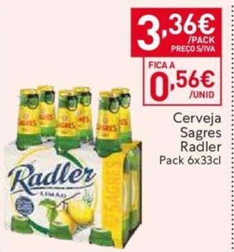 Recheio Cerveja Sagres Radler Pack 6x33cl promoção
