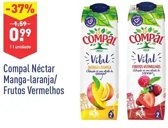 ALDI Compal Néctar Mang-Laranja/ Frutos Vermelhos 1L promoção